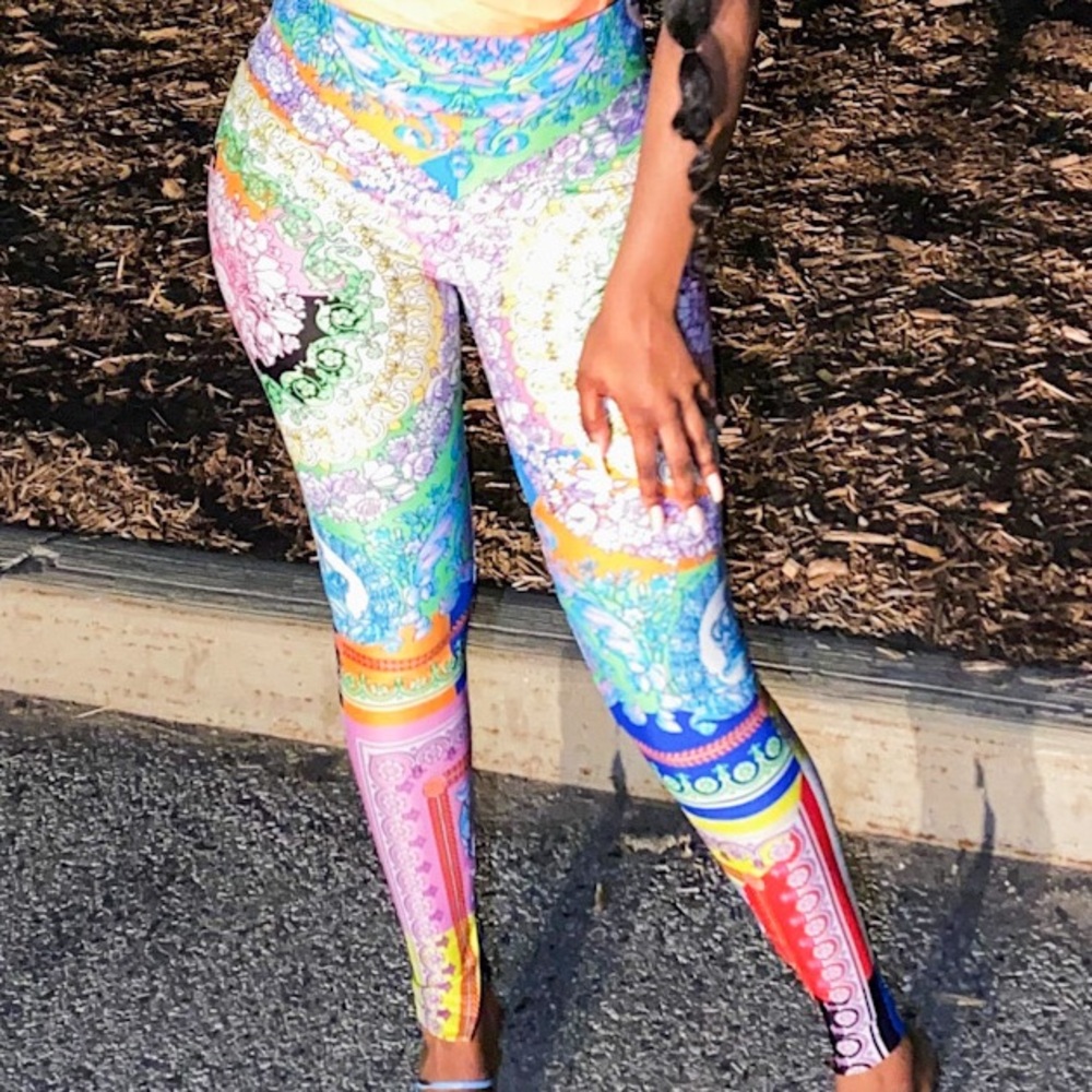 Versace Orange and Blue Leggings